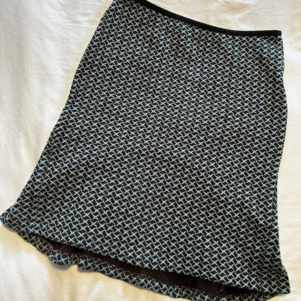 Diane von Furstenberg Wool Knit Fishtail Pencil Skirt (size 6, Brown & Blue)